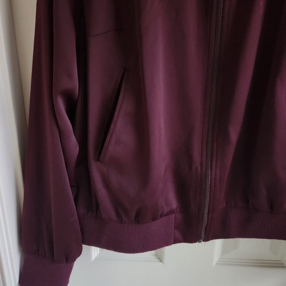 Lane Bryant Satin Bomber Jacket O-Ring Zipper Pull Athleisure Plum Size 16 - Picture 4 of 9